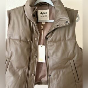 Dylan Women’s Olive Green Faux-Leather Vest